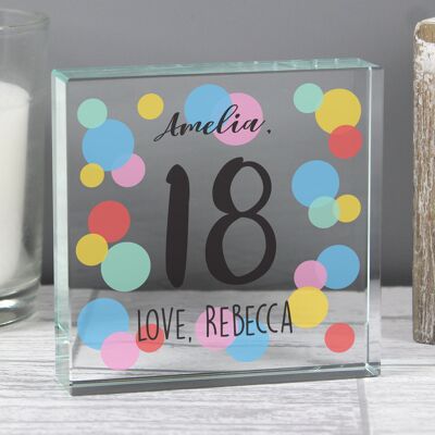 Personalised Birthday Colour Confetti Large Crystal Token