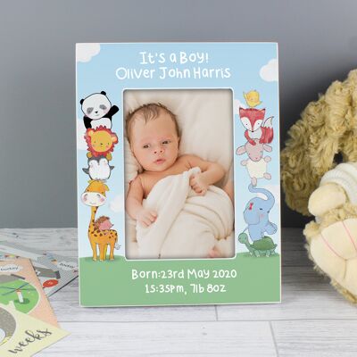 Marco de fotos de madera personalizado de animales bebés 6x4