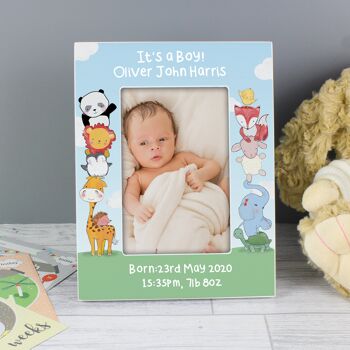 Cadre photo en bois personnalisé bébés animaux 6x4 1
