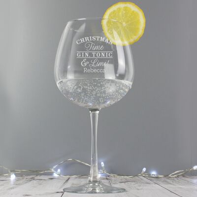 Verre de ballon de gin de Noël personnalisé