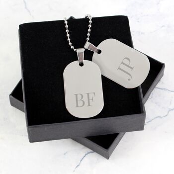 Collier Double Dog Tag en Acier Inoxydable Personnalisé avec Grandes Initiales 1