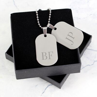 Personalised Big Initials Stainless Steel Double Dog Tag Necklace