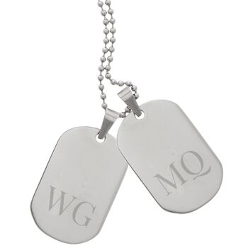 Collier Double Dog Tag en Acier Inoxydable Personnalisé avec Grandes Initiales 2