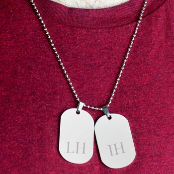 Collier Double Dog Tag en Acier Inoxydable Personnalisé avec Grandes Initiales 3