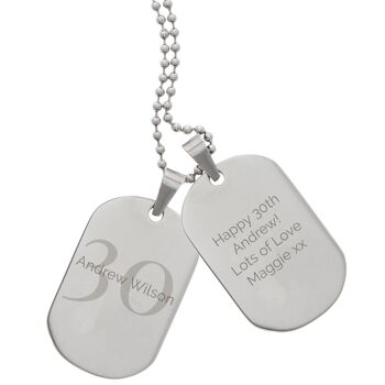 Collier Double Médaille Acier Inoxydable Personnalisé Big Age 2