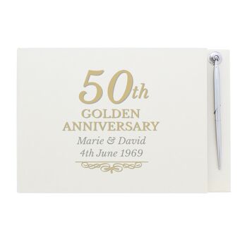 Livre d'or et stylo personnalisés du 50e anniversaire d'or 2