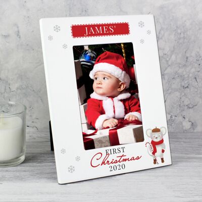 Cornice per foto personalizzata '1° Natale' Mouse bianco 6 x 4