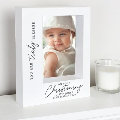 Personalised 'Truly Blessed' Christening 7x5 Box Photo Frame
