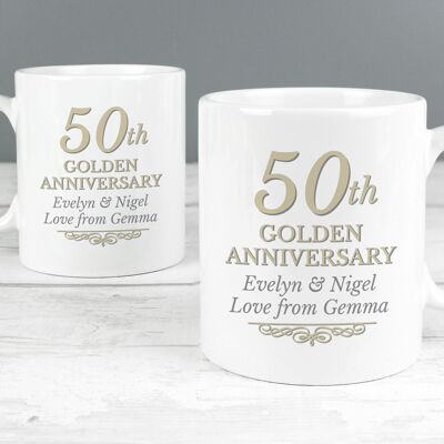 Ensemble de tasses personnalisées du 50e anniversaire d'or