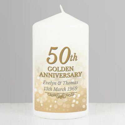 Vela Pilar Personalizada 50 Aniversario de Oro