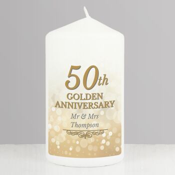 Bougie pilier personnalisée du 50e anniversaire d'or 3