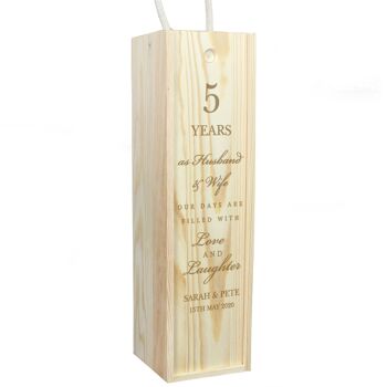 Boîte à bouteilles de vin en bois d'anniversaire personnalisée 2