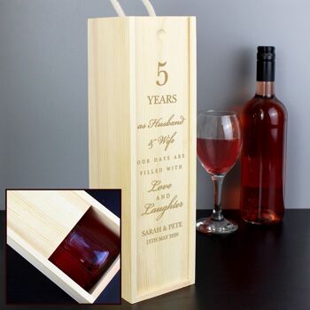 Boîte à bouteilles de vin en bois d'anniversaire personnalisée 4