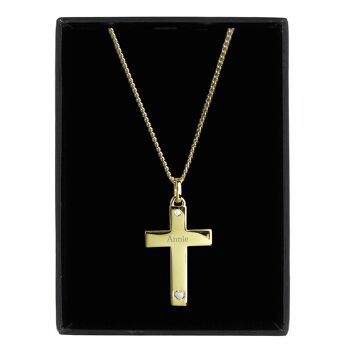 Croix en or 9 carats personnalisée avec coeur en argent sterling et collier CZ 3