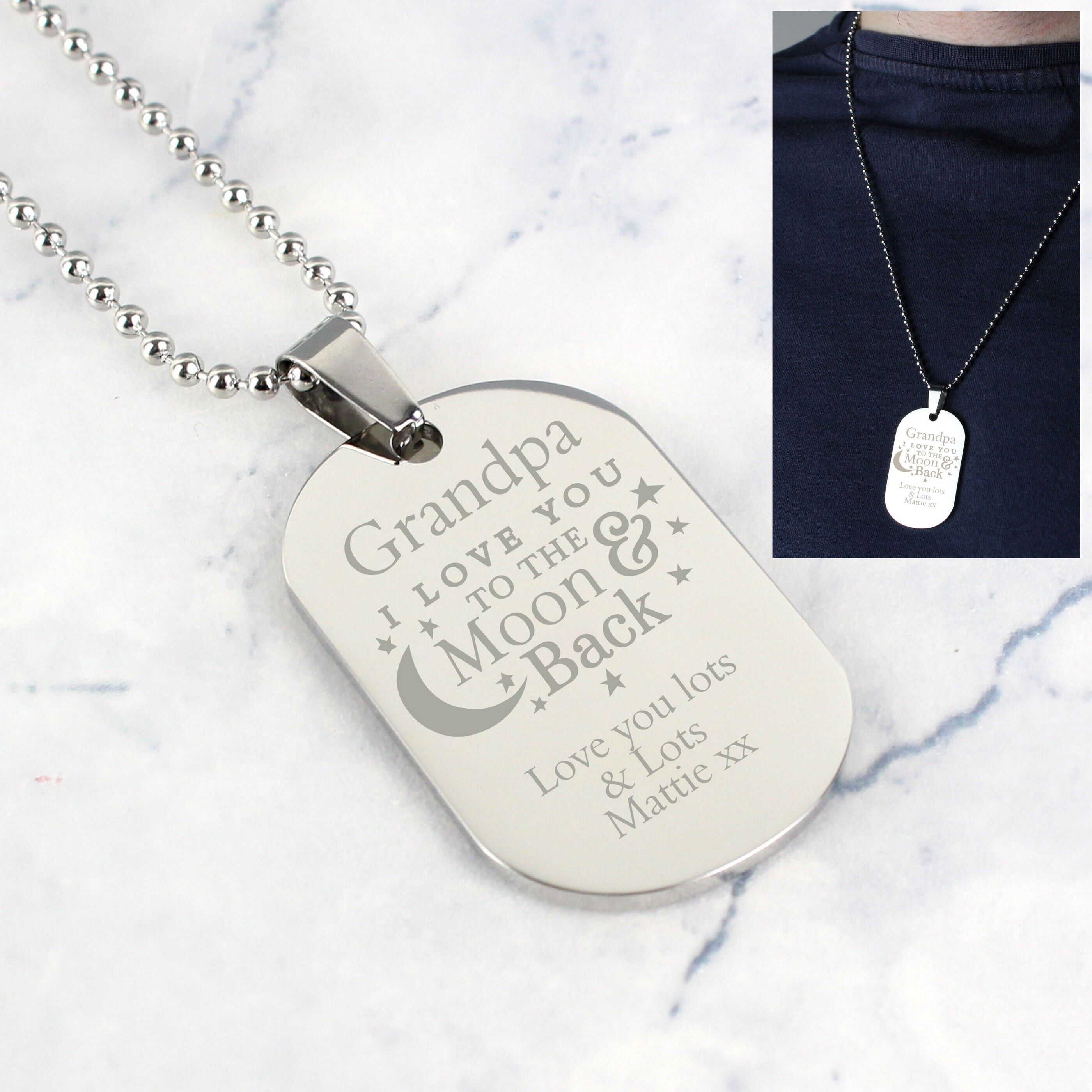 Collana personalizzata "To The Moon & Back..." in acciaio inossidabile
