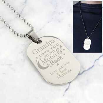 Collier Médaille Acier Inoxydable Personnalisé 'To The Moon & Back...' 1