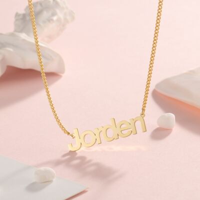 Personalised 925 Sterling Silver Name Necklace - Copper - Gold Plated - 14