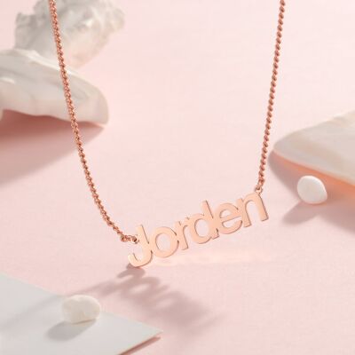 Personalised 925 Sterling Silver Name Necklace - Copper - Gold Plated - 22