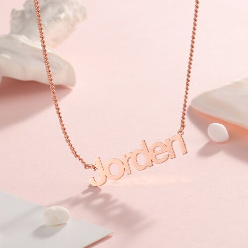 Personalised 925 Sterling Silver Name Necklace - Copper - Rose Gold Plated - 20