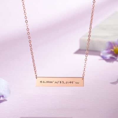 Personalised Plate Pendant 925 Sterling Silver Name Necklace - 925 Sterling Silver - Rose Gold Plated