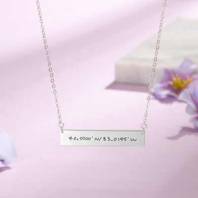 Personalised Plate Pendant 925 Sterling Silver Name Necklace - 925 Sterling Silver - White Gold Plated
