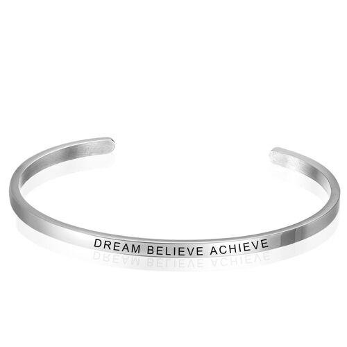Personalised Message Stainless Steel Bangle Bracelet - White Gold Plated
