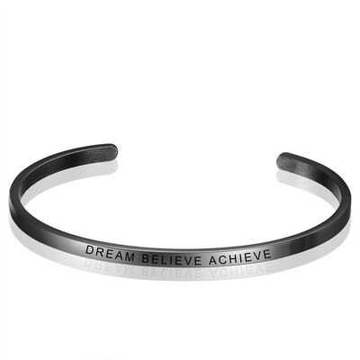 Personalised Message Stainless Steel Bangle Bracelet - Black