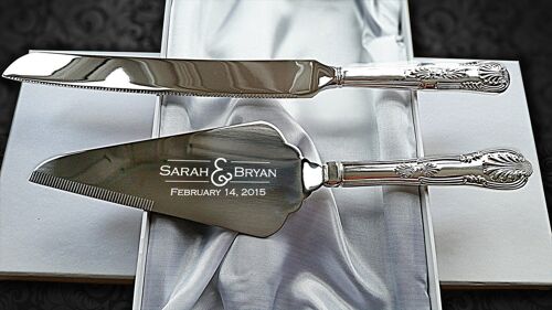 Engravable Wedding Cake Knife & Slice Server Set Valentine's day gift