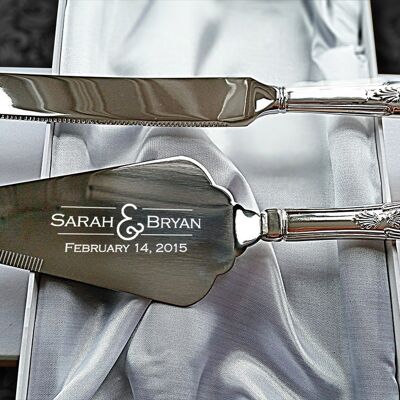 Engravable Wedding Cake Knife & Slice Server Set Valentine's day gift