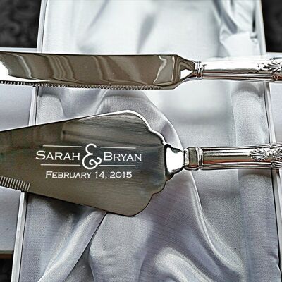 Cuchillo para pastel de boda grabable y servidor de rebanadas Regalo de San Valentín