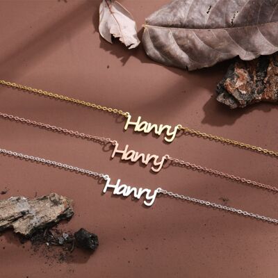 Benutzerdefinierte Ausschnitt Name Personalisierte Halskette - 925 Sterling Silber - Vergoldet - 22