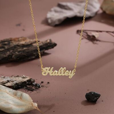 Personalised 925 Sterling Silver Cutout Name Necklace - Copper - Gold Plated