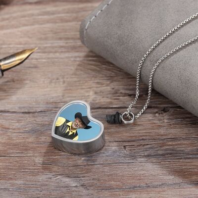 Collier pendentif coeur en acier inoxydable avec photo commémorative personnalisée