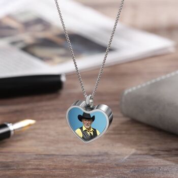 Collier pendentif coeur en acier inoxydable avec photo commémorative personnalisée 2