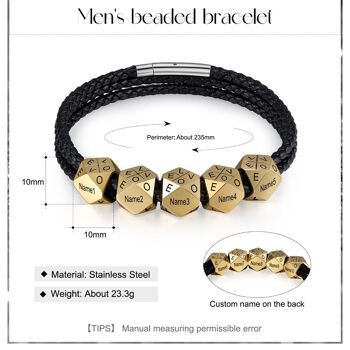 Bracelet en cuir de perle de charme d'or d'acier inoxydable personnalisé B 9