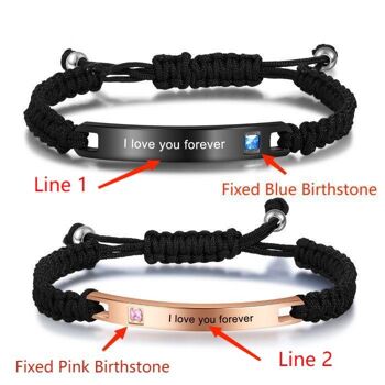 Bracelet Couple Réglable Acier Titane Personnalisé 1