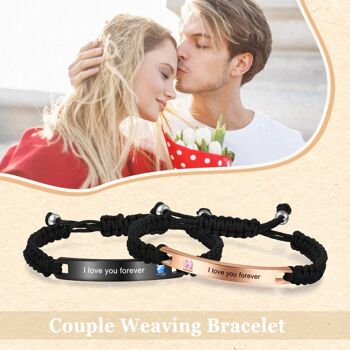 Bracelet Couple Réglable Acier Titane Personnalisé 3