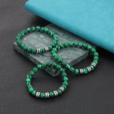 Personalised Malachite Bead Charm Bracelet A