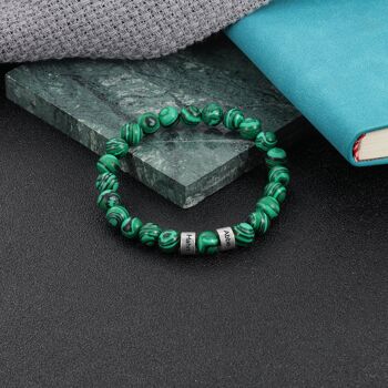 Bracelet à breloques en perles de malachite personnalisées G 3