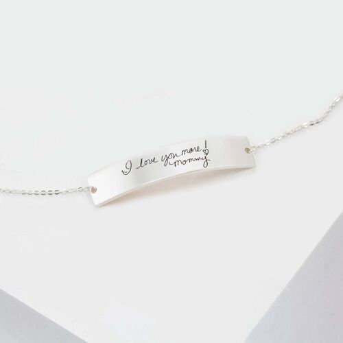 Personalised Handwriting Engraved Sterling Silver Bracelet - White Gold Plated