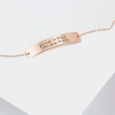 Personalisierte Handschrift graviertes Sterling Silber Armband - Rose vergoldet