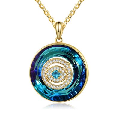 Gold Plated Birthstone Evil Eye Pendant Necklace