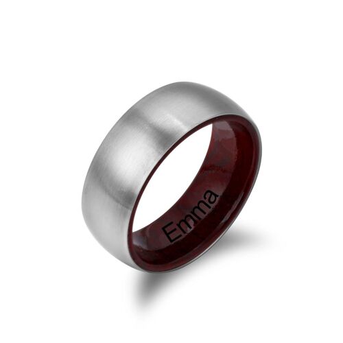 Personalised Titanium Steel + Solid Wood Men's Ring - Size 10