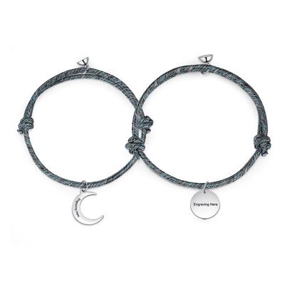 Personalised Stainless Steel Celestial Couple Bracelet
