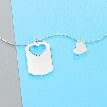 Ensemble de colliers pour couple avec pendentif coeur personnalisé et étiquette découpée 5