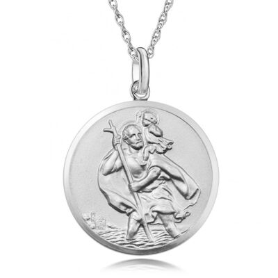 St. Christopher Travelers Prayer Halskette aus Sterlingsilber mit Antik-Finish