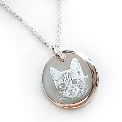 Collier pendentif rond en argent sterling | Photo & Texte gravé Cadeau fête des mères