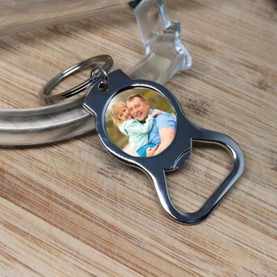 Photo Personalised Bottle Opener Keyring, Keychain - Engraving On Reverse, Father's Day Gift