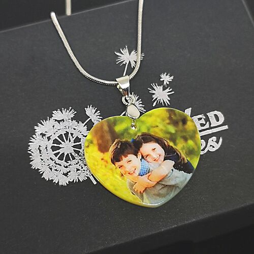Personalizable, Customizable Photo Pendant Necklace with Genuine Shell Mother's day gift