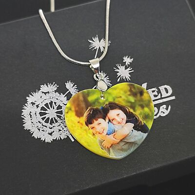 Personalizable, Customizable Photo Pendant Necklace with Genuine Shell Mother's day gift x